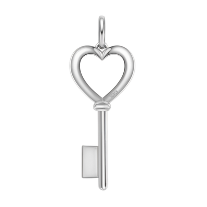 Heart Key Pendant in 92.5 Sterling Silver For Women