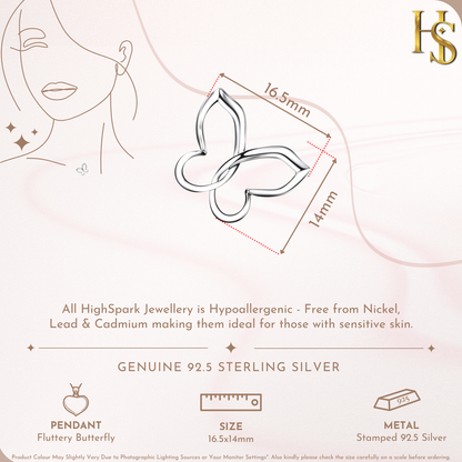 Playful Butterfly Pendant in 925 Sterling Silver for Women