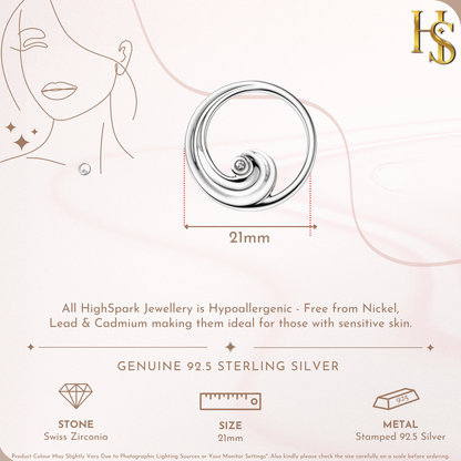 Ocean Wave Pendant in 92.5 Sterling Silver For Women