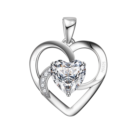 Sparkling Swirl Heart Pendant in 925 Sterling Silver for Women with Brilliance Sparkling Zirconia