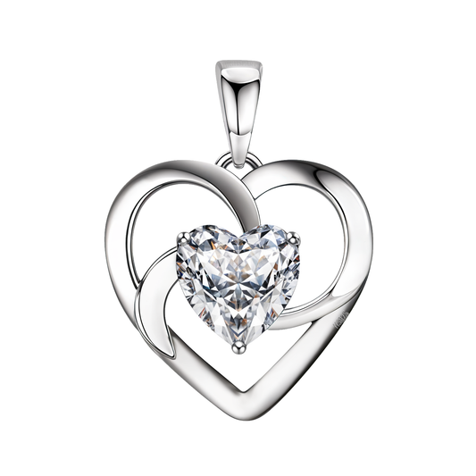 Sparkling Swirl Heart Pendant in 925 Sterling Silver for Women with Brilliance Sparkling Zirconia