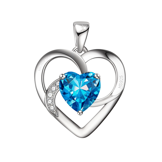 Oceanic Blue Swirl Heart Pendant in 925 Sterling Silver for Women with Brilliance Sparkling Zirconia