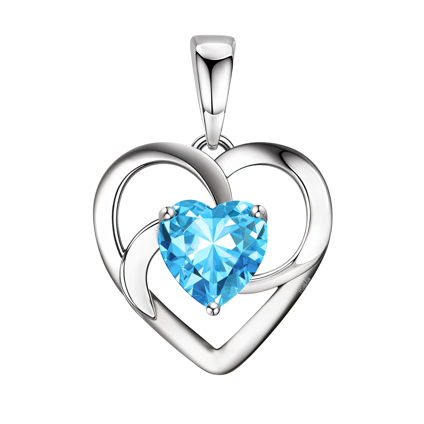 Oceanic Blue Swirl Heart Pendant in 925 Sterling Silver for Women with Brilliance Sparkling Zirconia