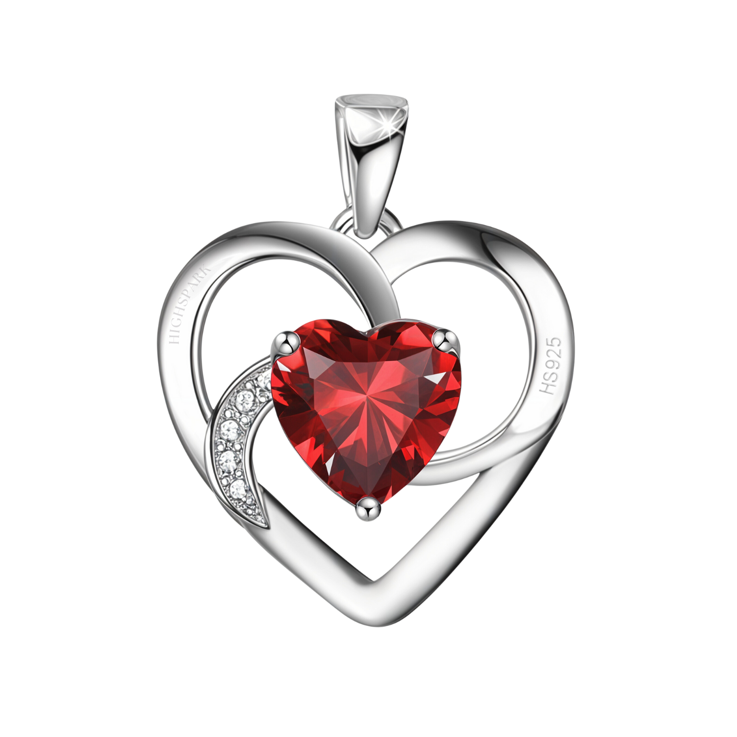 Valentine Red Swirl Heart Pendant  in 925 Sterling Silver for Women with Brilliance Sparkling Zirconia