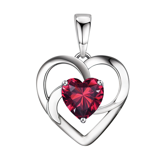 Valentine Red Swirl Heart Pendant  in 925 Sterling Silver for Women with Brilliance Sparkling Zirconia