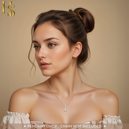 Romantic Rose Heart Pendant  in 925 Sterling Silver for Women