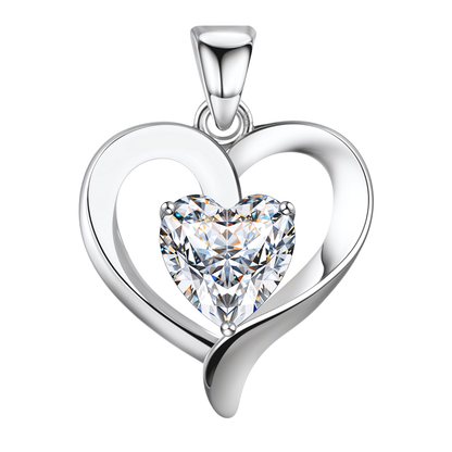 Matters Of Heart Solitaire Pendant in 92.5 Sterling Silver With Diamond like Brilliance Zirconia