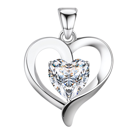 Crystal Heart Solitaire Pendant in 92.5 Sterling Silver With Diamond like Brilliance Zirconia