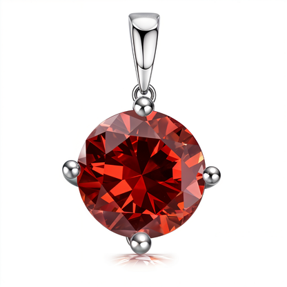 Garnet Zirconia Birthstone Pendant With Chain in 925 Sterling Silver For Women