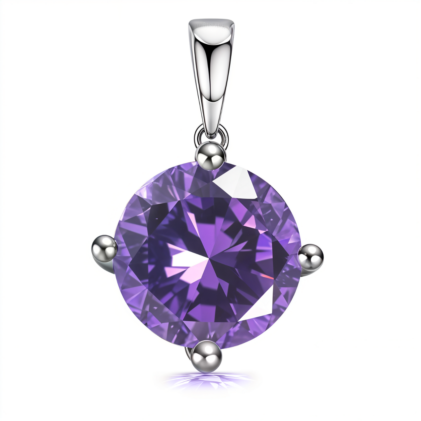 Amethyst Zirconia Birthstone Pendant With Chain in 925 Sterling Silver For Women