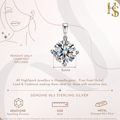Sparkling Zirconia Birthstone Pendant With Chain in 925 Sterling Silver For Women