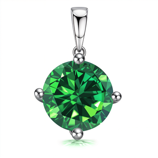 Emrald Zirconia Birthstone Pendant With Chain in 925 Sterling Silver For Women