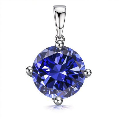 Tanzanite Zirconia Birthstone Pendant With Chain in 925 Sterling Silver For Women