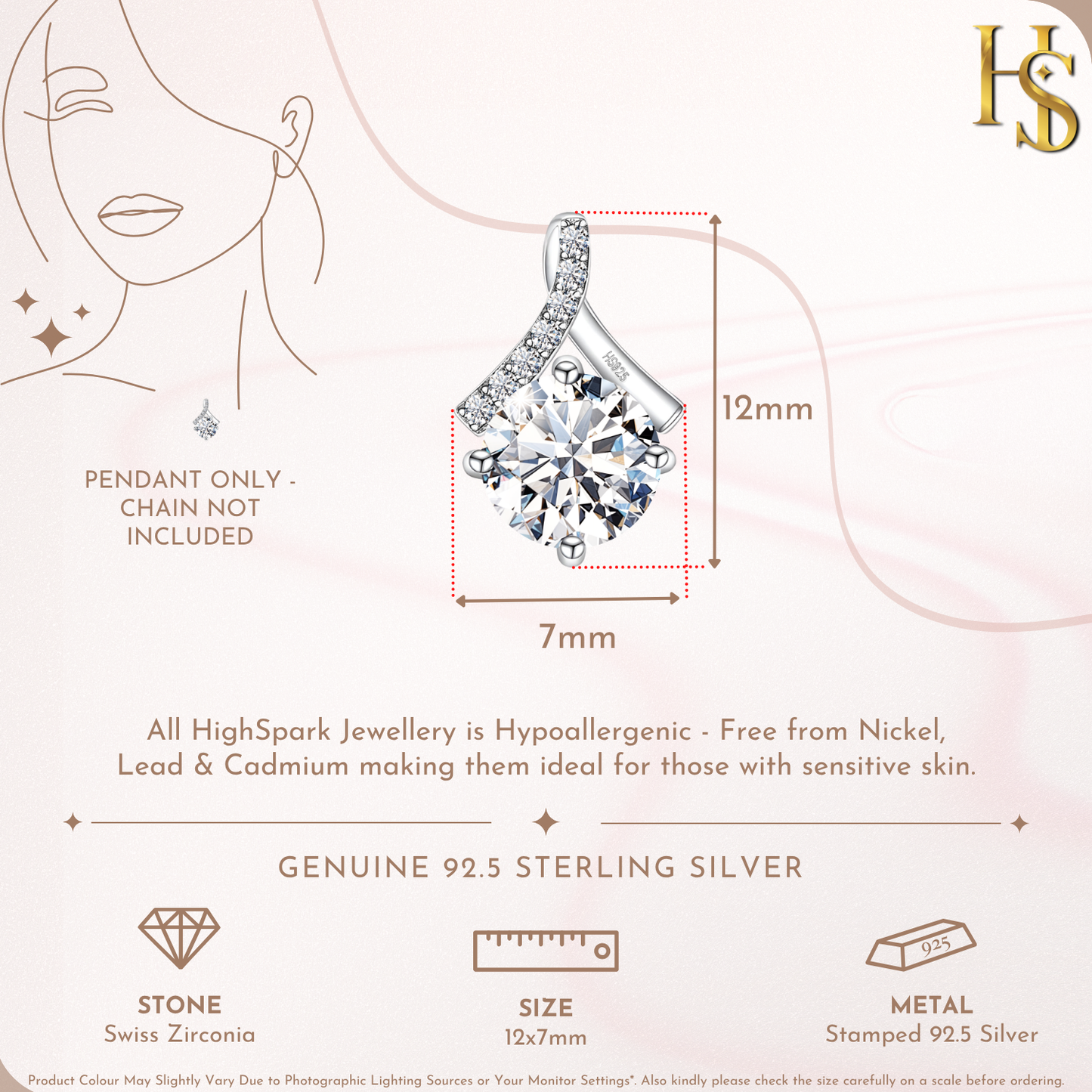 Starlit Solitaire Pendant in 92.5 Sterling Silver With Diamond like Brilliance Zirconia