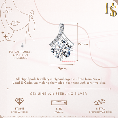 Starlit Solitaire Pendant in 92.5 Sterling Silver With Diamond like Brilliance Zirconia