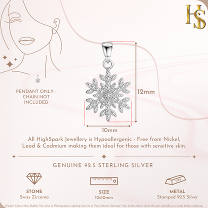 Snowflake Solitaire Pendant in 92.5 Sterling Silver With Diamond like Brilliance Zirconia