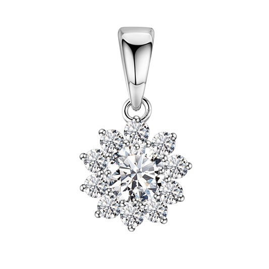 Radiant Blossom Solitaire Pendant in 92.5 Sterling Silver With Diamond like Brilliance Zirconia