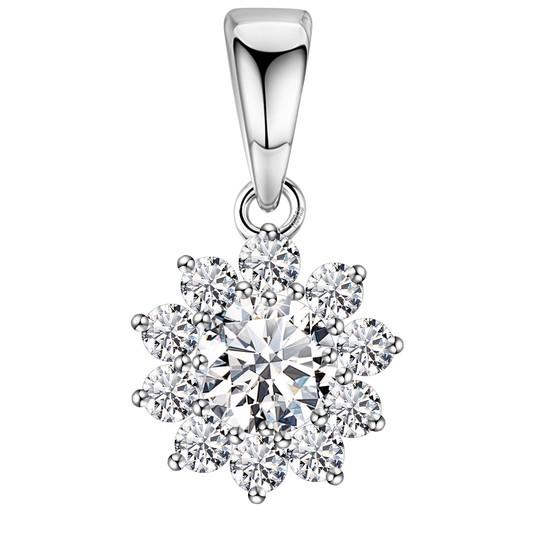 Radiant Blossom Solitaire Pendant in 92.5 Sterling Silver With Diamond like Brilliance Zirconia