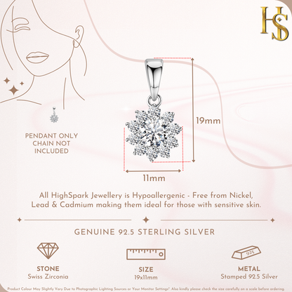 Radiant Blossom Solitaire Pendant in 92.5 Sterling Silver With Diamond like Brilliance Zirconia