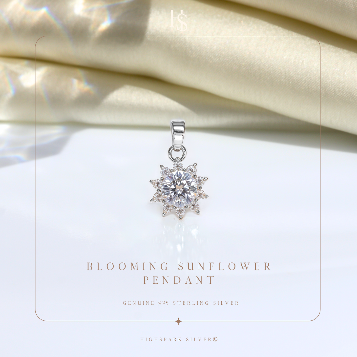 Radiant Blossom Solitaire Pendant in 92.5 Sterling Silver With Diamond like Brilliance Zirconia