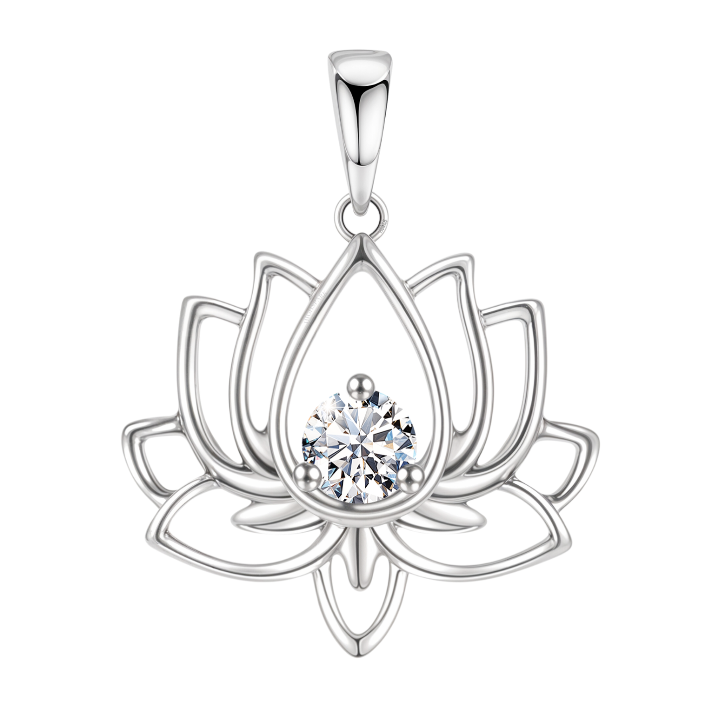 Lotus Solitaire Pendant in 92.5 Sterling Silver With Diamond like Brilliance Zirconia