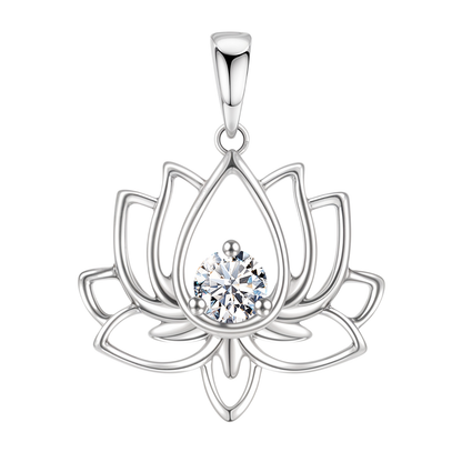 Lotus Solitaire Pendant in 92.5 Sterling Silver With Diamond like Brilliance Zirconia