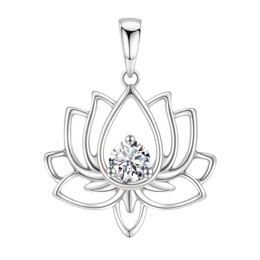 Lotus Solitaire Pendant in 92.5 Sterling Silver With Diamond like Brilliance Zirconia