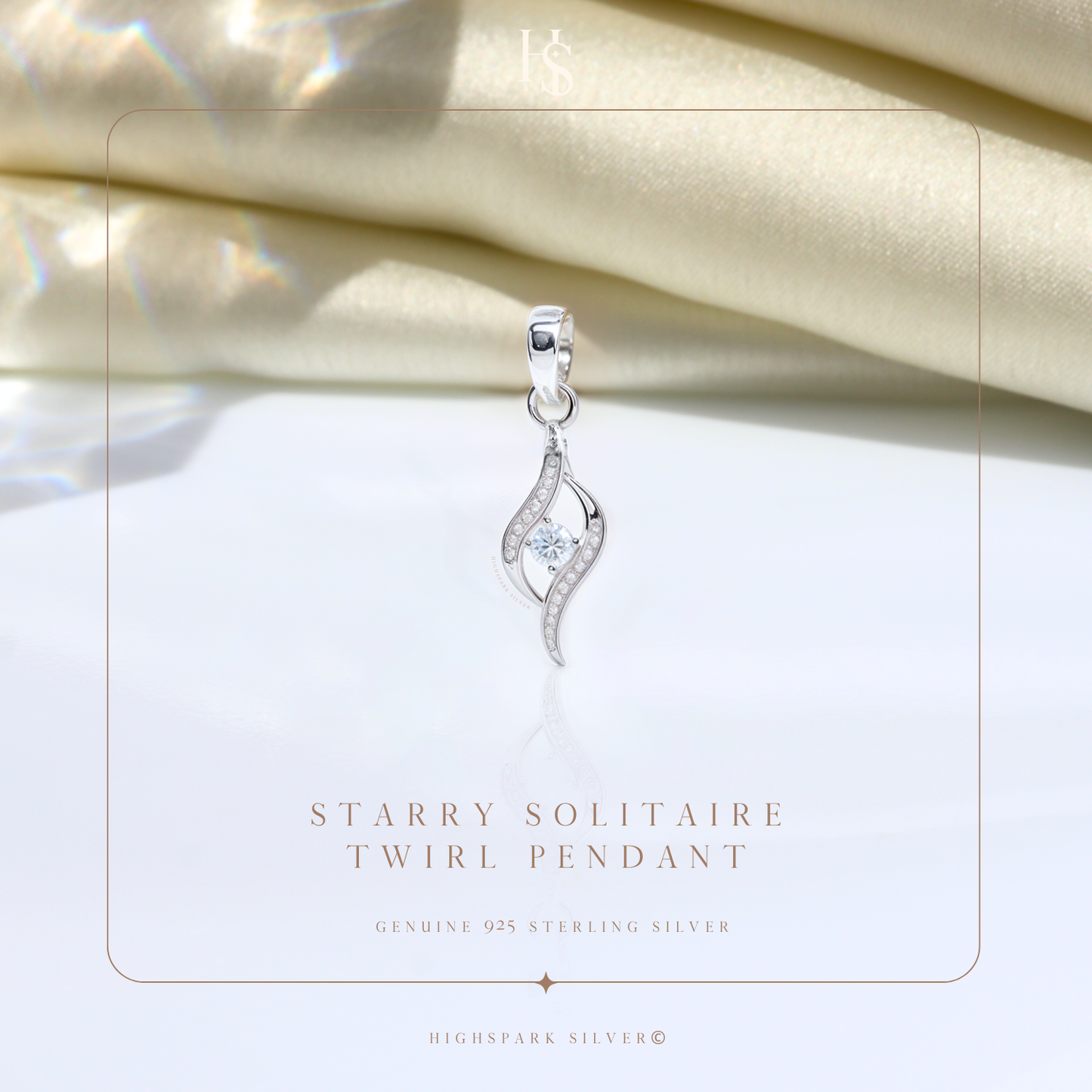 Studded Dew Drop Solitaire Pendant in 92.5 Sterling Silver With Diamond like Brilliance Zirconia