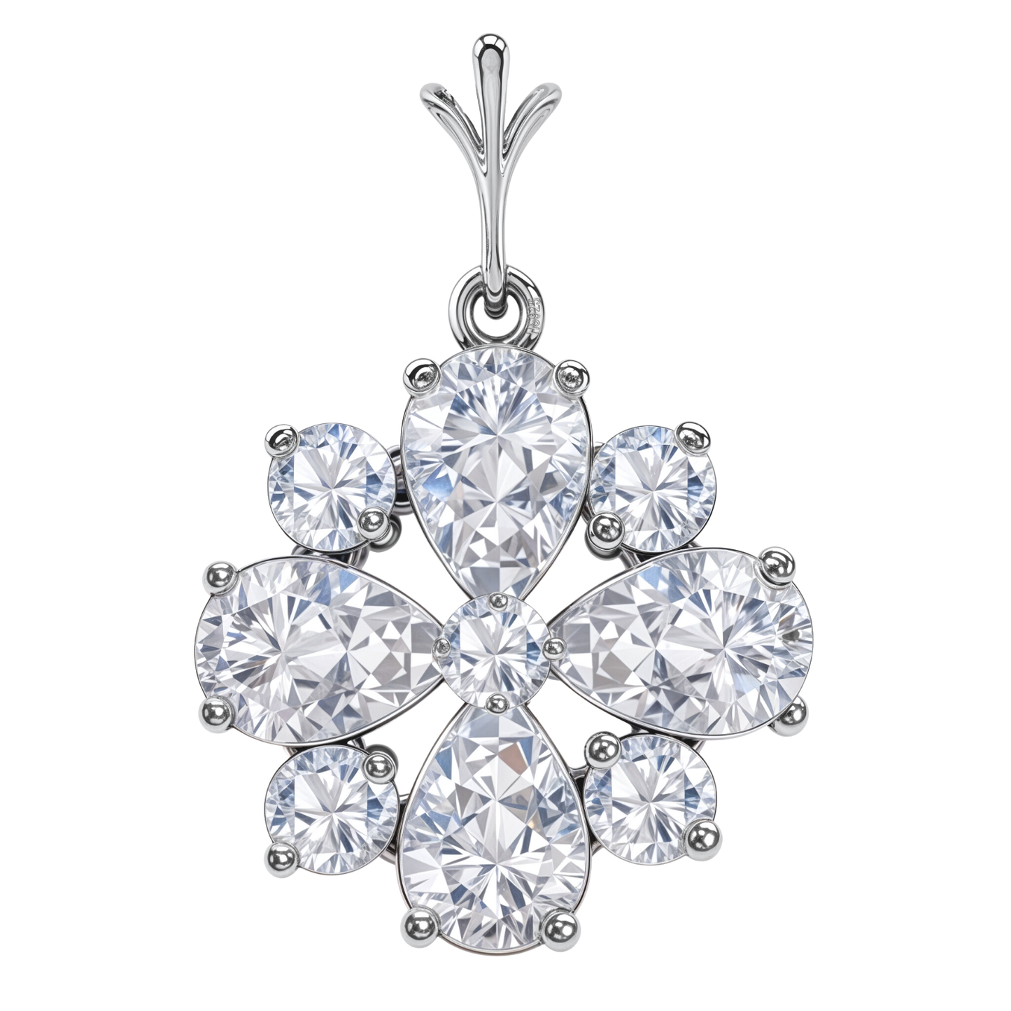 Floret Snowflake Solitaire Pendant in 92.5 Sterling Silver With Diamond like Brilliance Zirconia