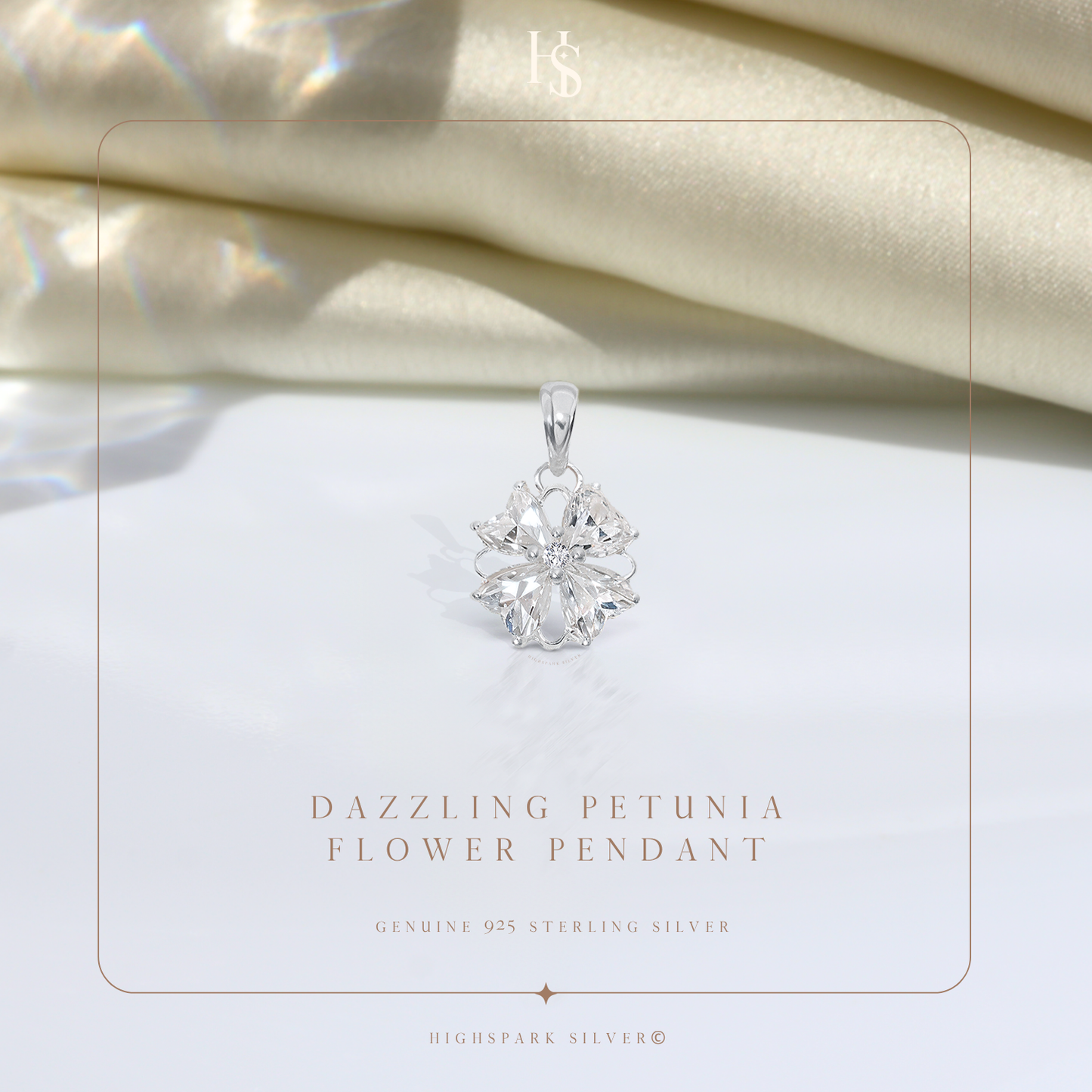 Dazzling Petunia Solitaire Pendant in 92.5 Sterling Silver With Diamond like Brilliance Zirconia