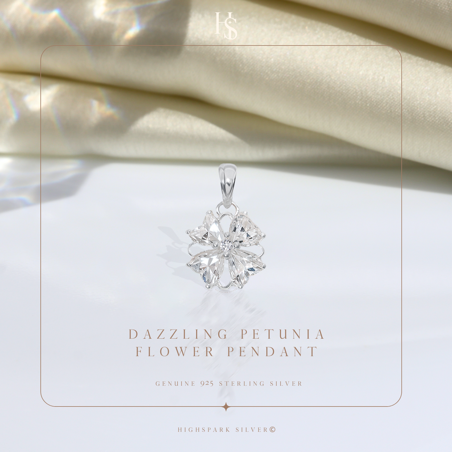 Dazzling Petunia Solitaire Pendant in 92.5 Sterling Silver With Diamond like Brilliance Zirconia