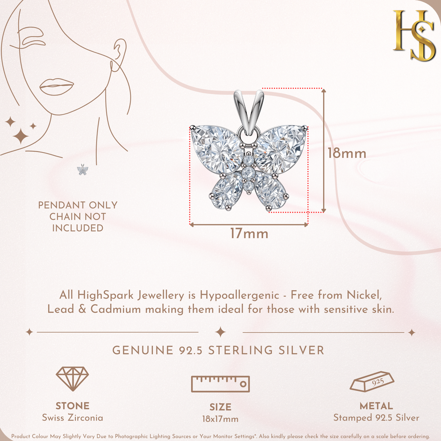 Enchanting Butterfly Solitaire Pendant in 92.5 Sterling Silver With Diamond like Brilliance Zirconia