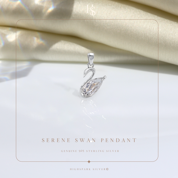 Swan Grace Solitaire Pendant in 92.5 Sterling Silver With Diamond like Brilliance Zirconia