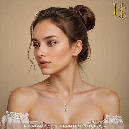 Dazzling Five Petal Flower Solitaire Pendant in 92.5 Sterling Silver With Diamond like Brilliance Zirconia