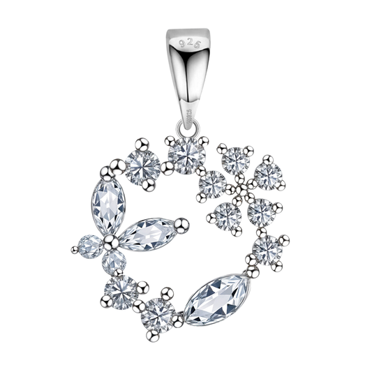 Dazzling Butterfly Wreath Solitaire Pendant in 92.5 Sterling Silver With Diamond like Brilliance Sparkling Zirconia