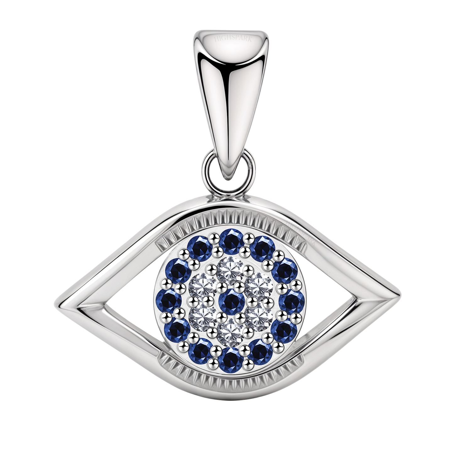 Enchanting Evil Eye Stud Pendant With Chain in 925 Sterling Silver For Women