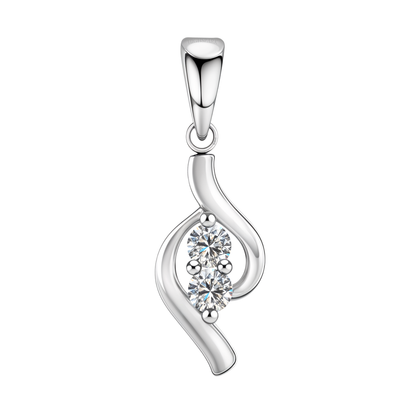Dewdrop Duet Solitaire Pendant With Chain in 925 Sterling Silver For Women