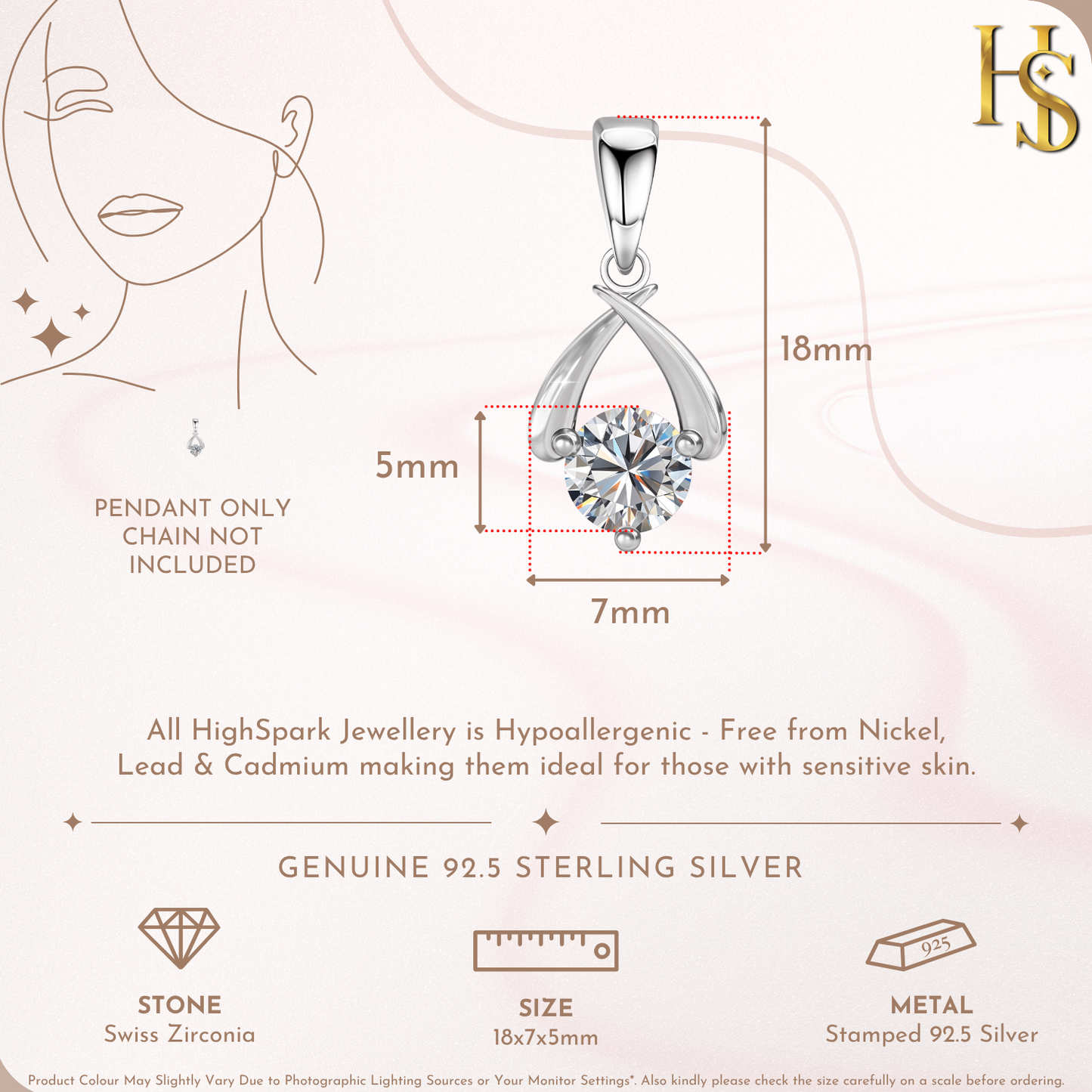 Forever XO Solitaire Pendant With Chain in 925 Sterling Silver For Women