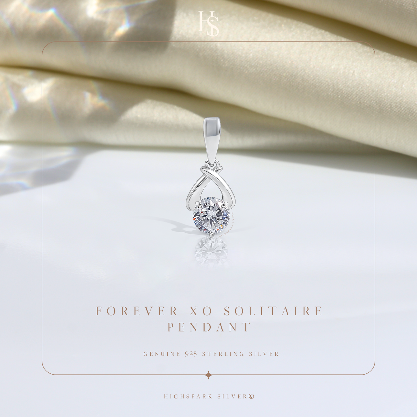 Forever XO Solitaire Pendant With Chain in 925 Sterling Silver For Women