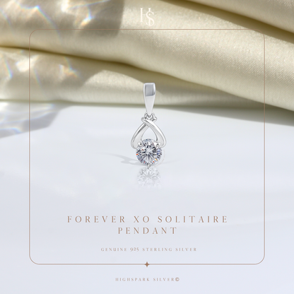 Forever XO Solitaire Pendant With Chain in 925 Sterling Silver For Women
