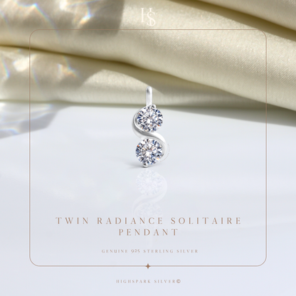 Twin Radiance Solitaire Pendant With Chain in 925 Sterling Silver For Women