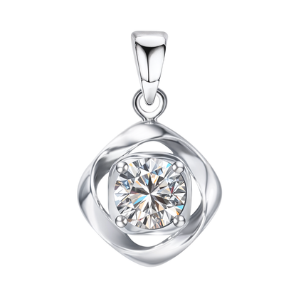 Mobius Circle Solitaire Pendant With Chain in 925 Sterling Silver For Women