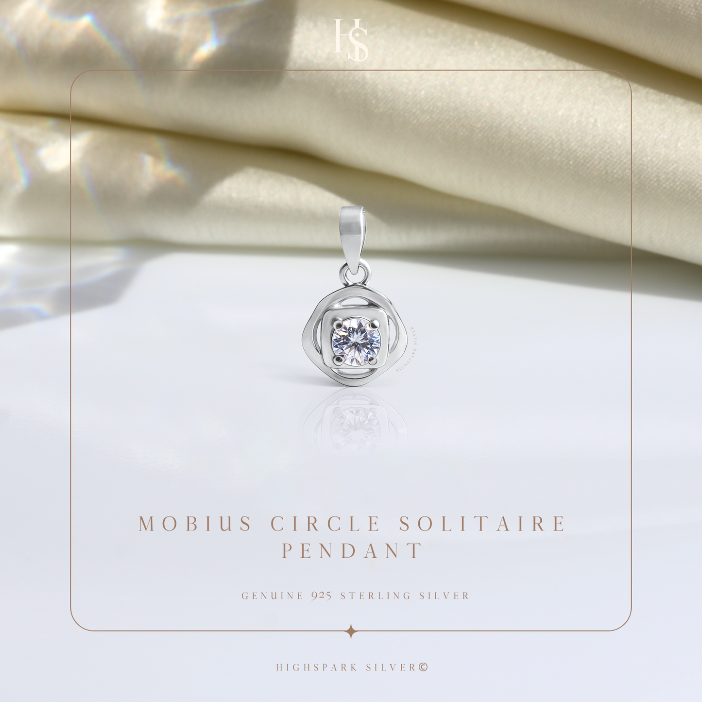 Mobius Circle Solitaire Pendant With Chain in 925 Sterling Silver For Women