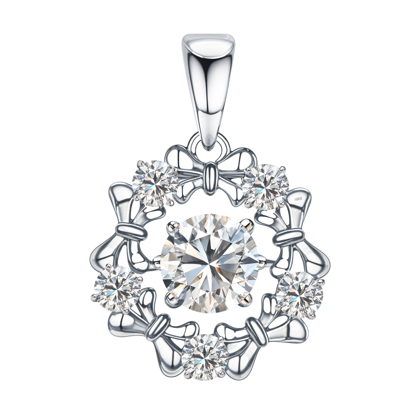 Scintillating Solitaire Cluster Pendant With Chain in 925 Sterling Silver For Women