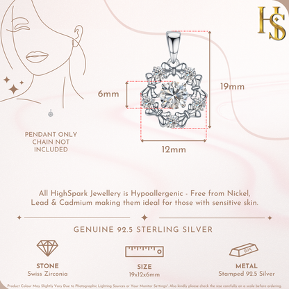 Scintillating Solitaire Cluster Pendant With Chain in 925 Sterling Silver For Women