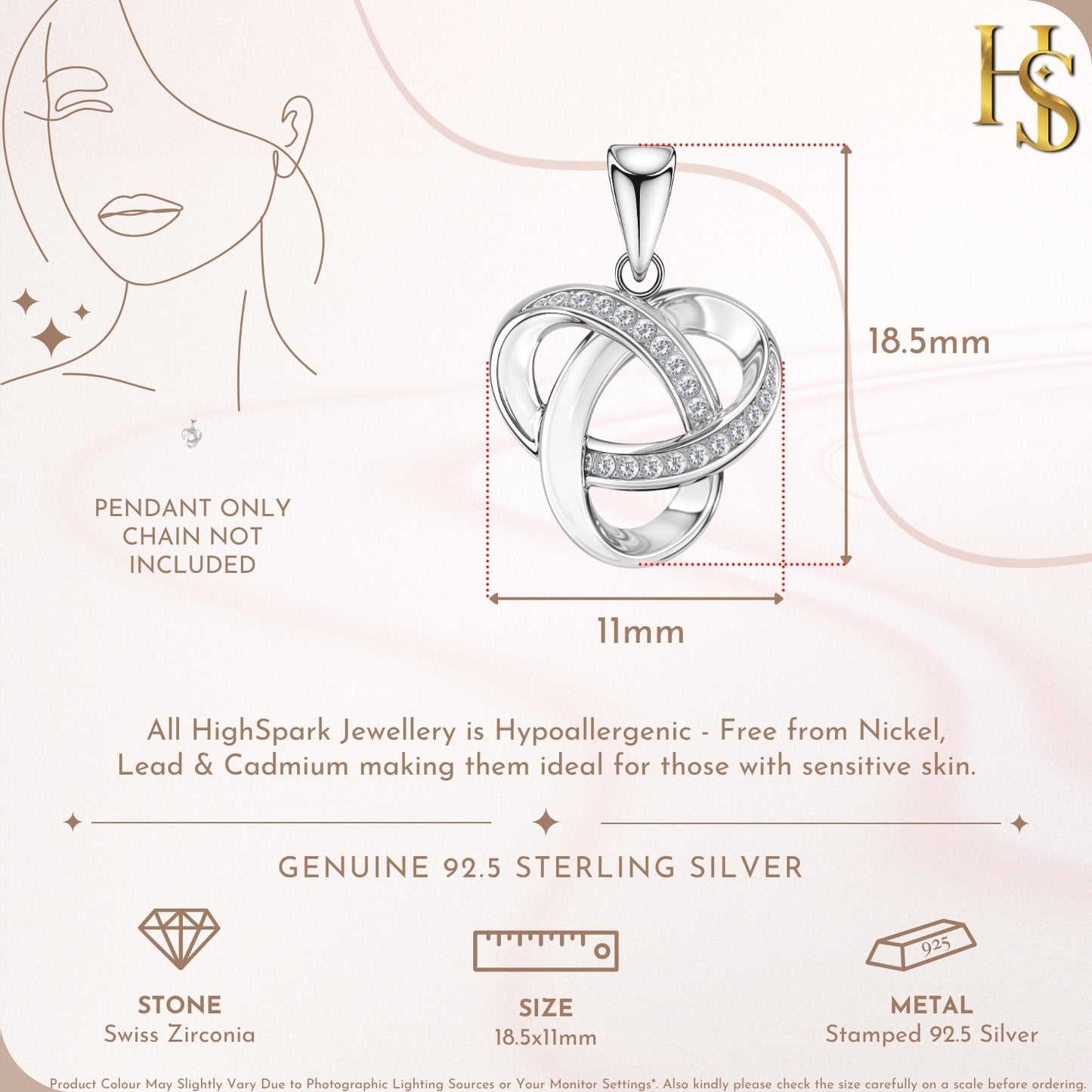 Celestial Celtic Knot Pendant With Chain in 925 Sterling Silver For Women