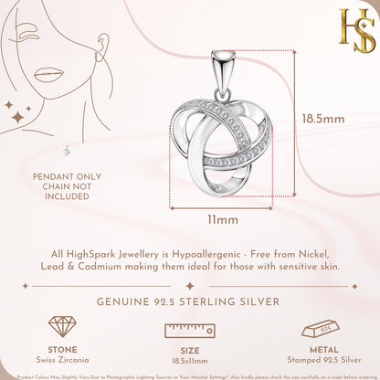 Celestial Celtic Knot Pendant With Chain in 925 Sterling Silver For Women