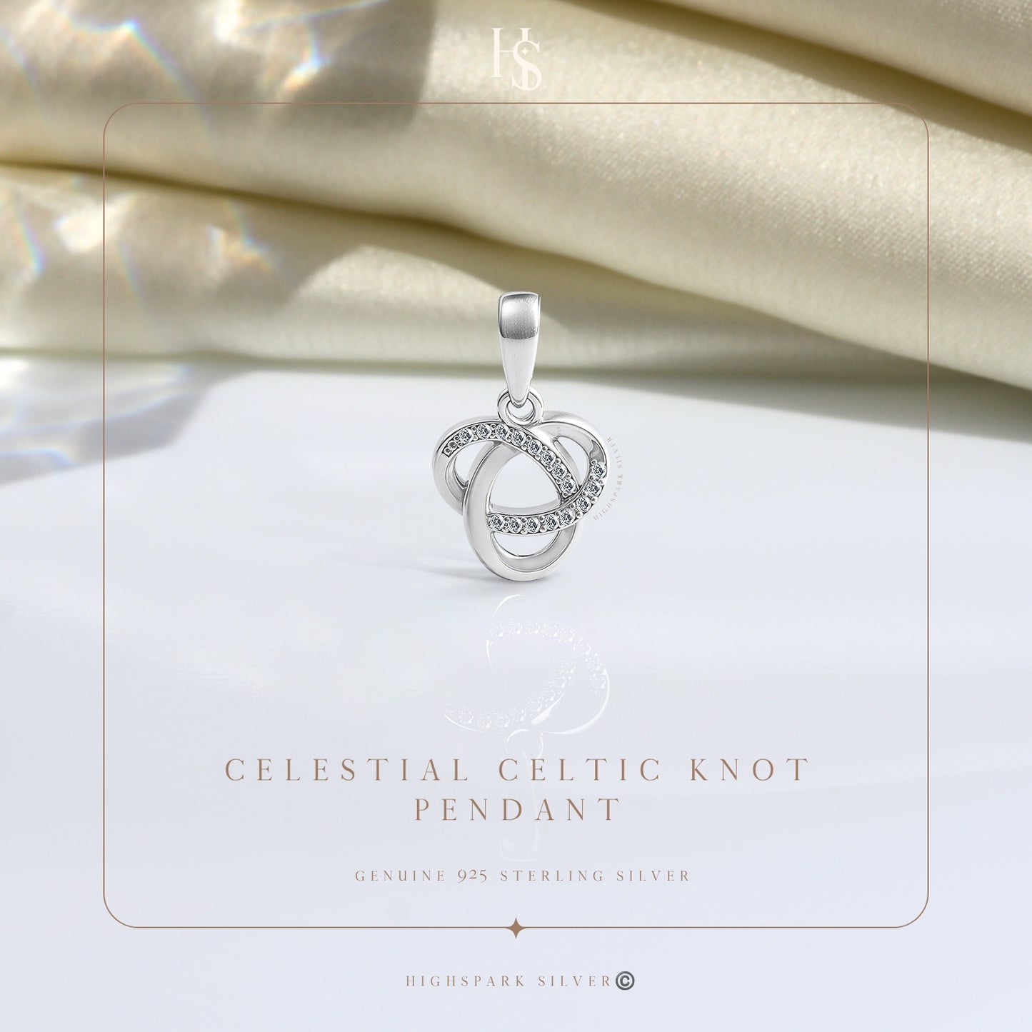 Celestial Celtic Knot Pendant With Chain in 925 Sterling Silver For Women