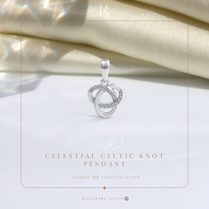 Celestial Celtic Knot Pendant With Chain in 925 Sterling Silver For Women