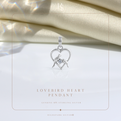 Lovebird Heart Pendant in 9255 Sterling Silver For Women